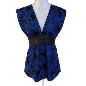 Alice & Trixie Size S 100% Silk Babydoll Top Blouse Floral Print Mixed Media Y2K